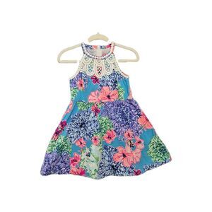Lilly Pulitzer Girls Little Kinley Special Delivery Lace Blue Pink Dress 12